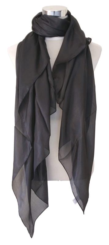 Scarf 100% Silk Paj unicolour Black